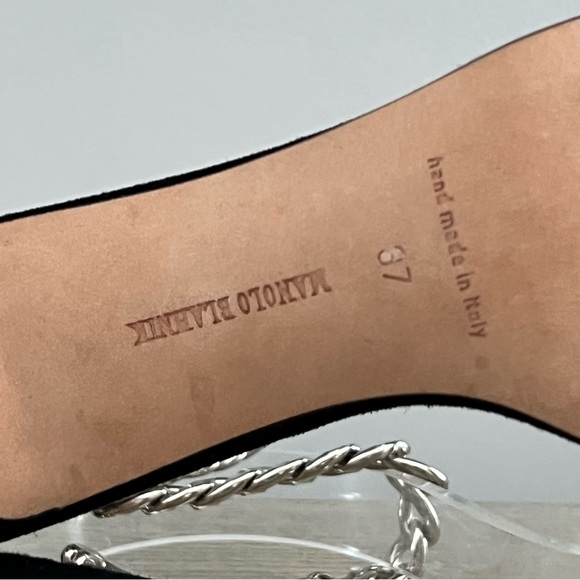 Manolo Blahnik Black Suede High Heel Chain Sandals US7/ EU37 - Picture 5 of 7